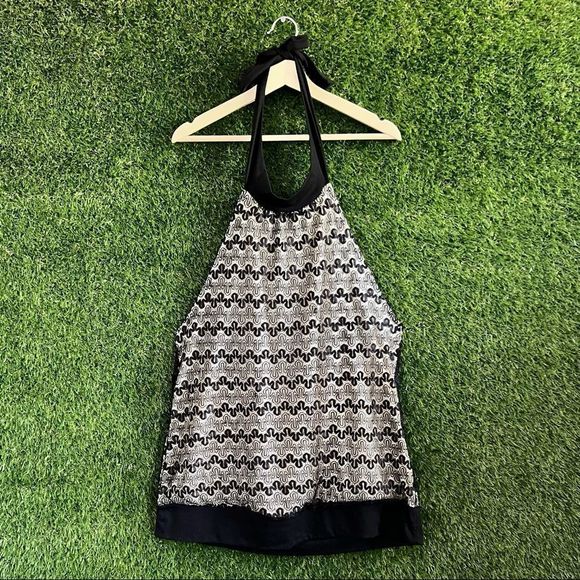 Dots Tops - Lace Overlay Halter Top